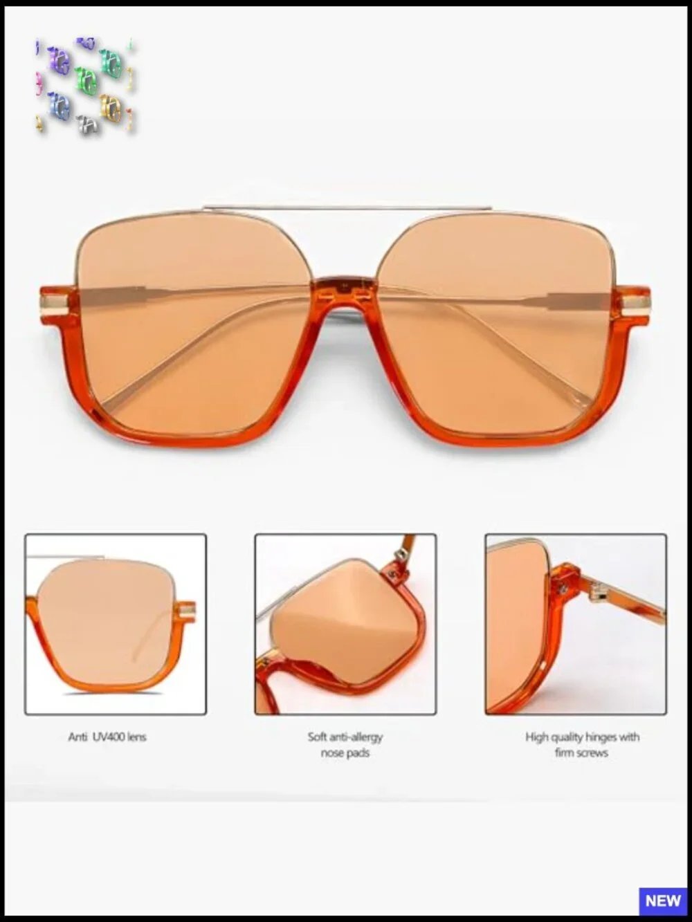 Oversized Retro Aviator Sunglasses Double Bridge Pilot Square Frame Unisex